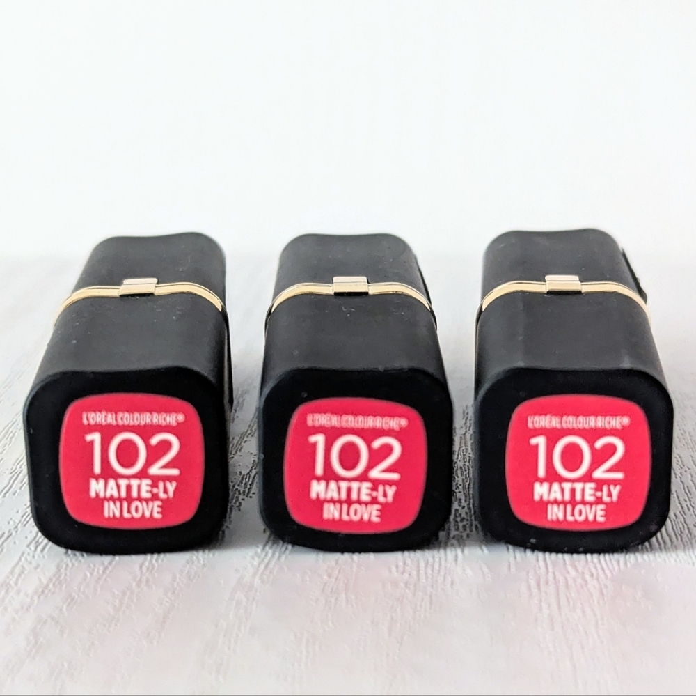 3X L'Oreal Colour Riche Matte Lipstick Pigmented #102 MATTE-LY INLOVE 0.13 oz - Picture 5 of 5